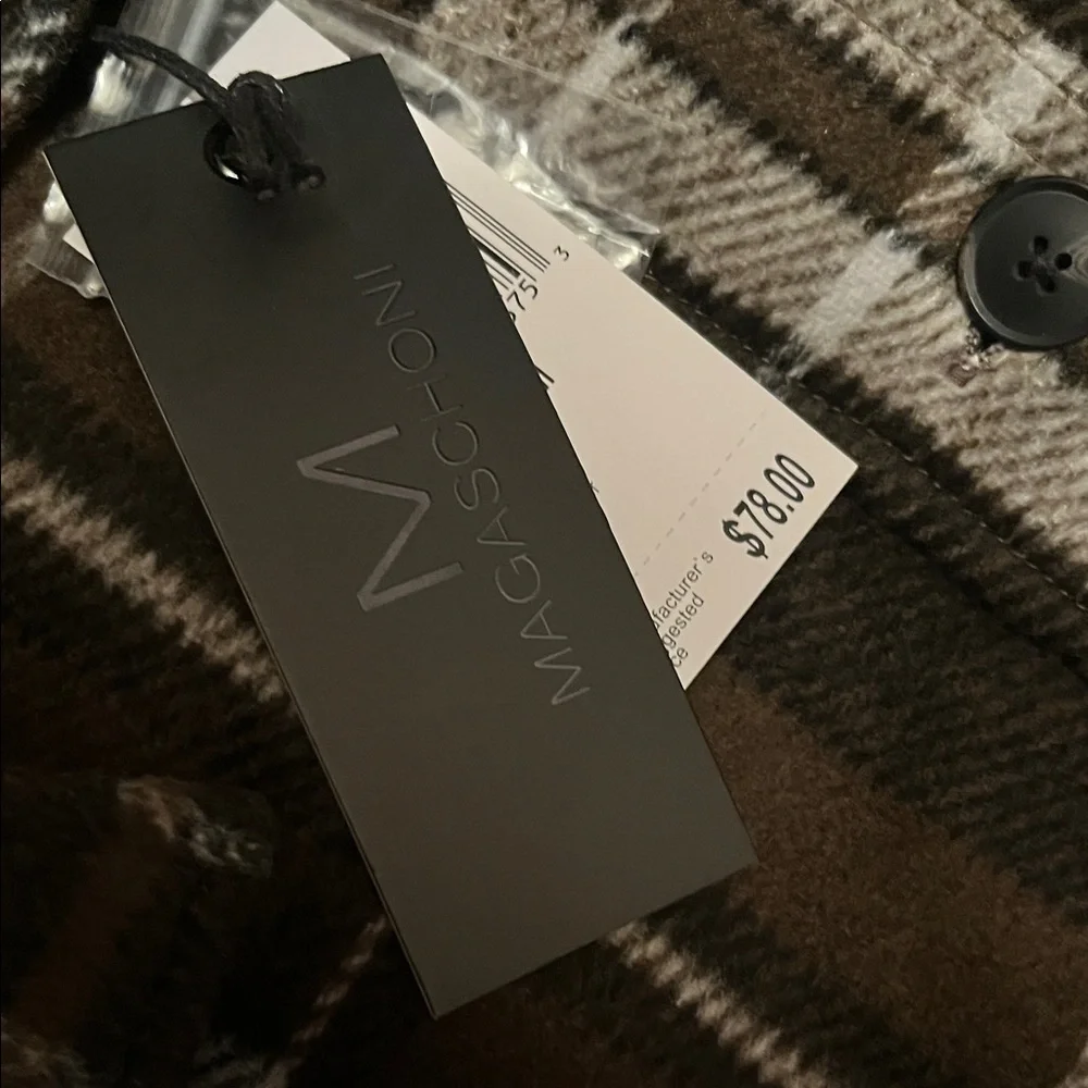 Magaschoni Men's Plaid Shirt Jacket - Black and Brown - Picture 10 of 10
